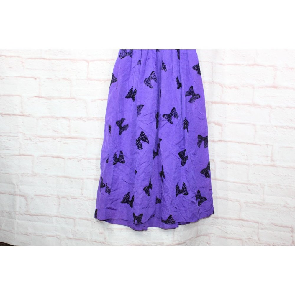 Vintage Karin Stevens Blue Acetate Bow Puff Sleeve Fit and Flare Dress Size 6 - Picture 6 of 9